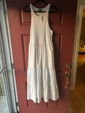 J. Crew White Ribbed Tank Maxi Dress